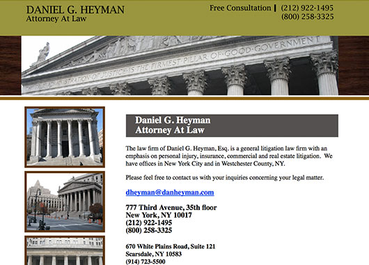 Legal Website by CGMuse for Daniel G. Heyman Esq.
